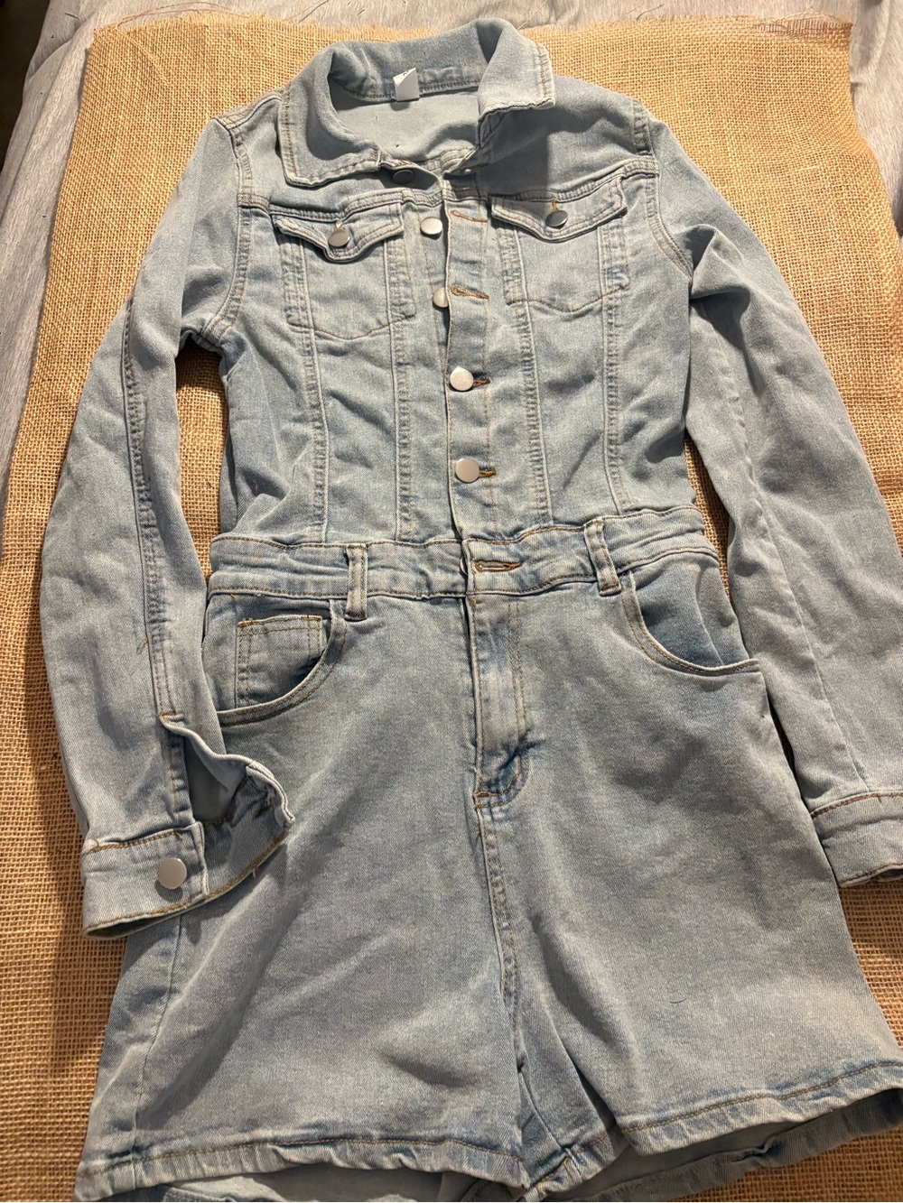 Light Blue Women's Denim Jacket Romper
